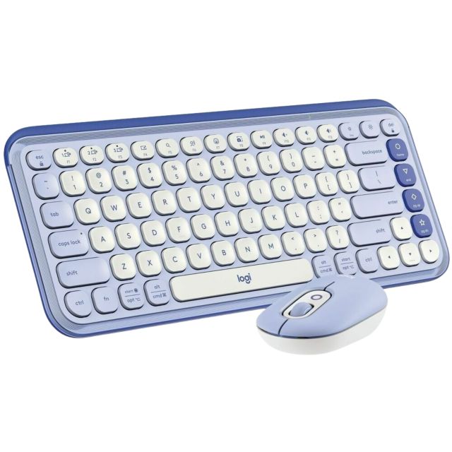 LOGITECH POP ICON COMBO KEYBOARD & MOUSE in LILAC/OFF-WHITE - ONLINE ONLY